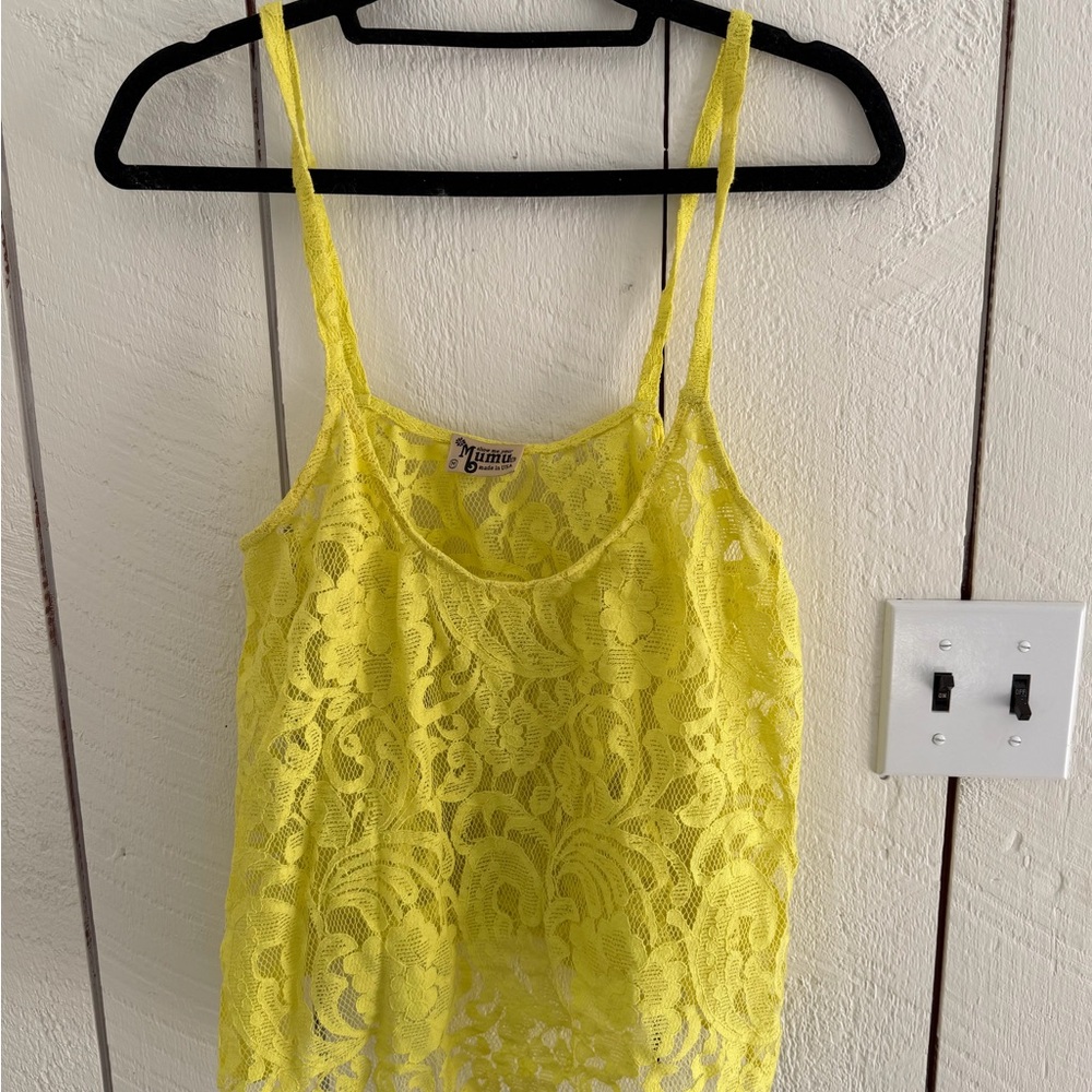 Show Me Your MuMu Yellow Lace Tank